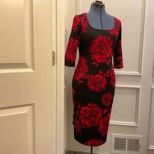 Knock-out Red and Black Floral Dress